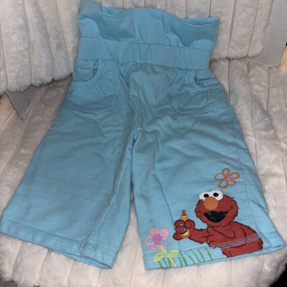 Vintage Y2K 18M Sesame Street Elmo’s World Light Blue Joggers Pants 100% Cotton